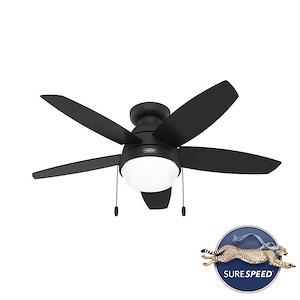 Lilliana - 5 Blade Flush Ceiling Fan with Light Kit In Modern Style-13.43 Inches Tall and 44 Inches Wide