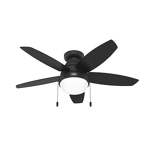 Lilliana - 5 Blade Flush Ceiling Fan with Light Kit In Modern Style-13.43 Inches Tall and 44 Inches Wide