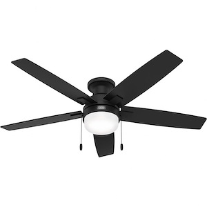 Anisten - 5 Blade Flush Ceiling Fan with Light Kit-12.31 Inches Tall and 52 Inches Wide