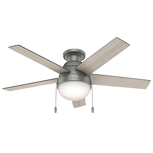 Anslee 46 Inch Low Profile Ceiling Fan with LED Light Kit and Pull Chain