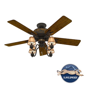 Adirondack - 5 Blade Ceiling Fan with Light Kit and Pull Chain In Traditional Style-20.47 Inches Tall and 52 Inches Wide