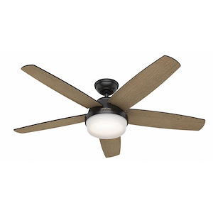 Avia II - 5 Blade Ceiling Fan with Light Kit and Handheld Remote In Modern Style-14.75 Inches Tall and 52 Inches Wide