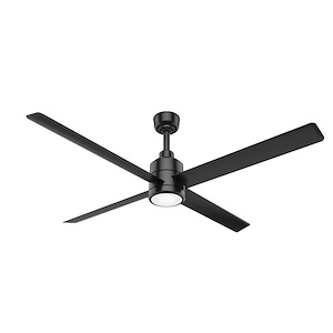 Hunter 84 inch Trak Damp Rated Ceiling Fan with LED Light Kit and Wall Control - 1117992