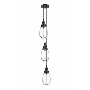 Malone - 3 Light Cord Hung Pendant In Art Deco Style-14.38 Inches Tall and 8 Inches Wide - 1302518