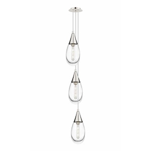 Malone - 3 Light Cord Hung Pendant In Art Deco Style-14.38 Inches Tall and 8 Inches Wide