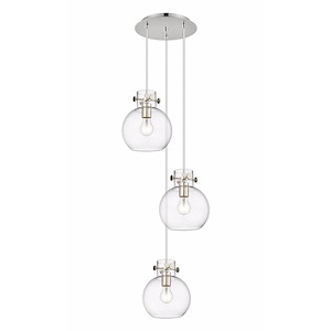 Newton Sphere - 3 Light Cord Hung Pendant In Industrial Style-9.13 Inches Tall and 15.5 Inches Wide