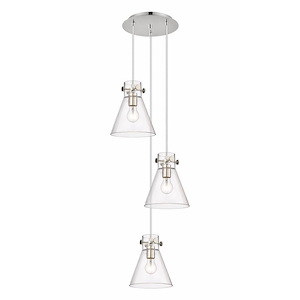 Newton Cone - 3 Light Cord Hung Pendant In Industrial Style-9.88 Inches Tall and 15.5 Inches Wide