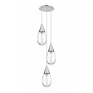 Malone - 3 Light Cord Hung Pendant In Art Deco Style-14.38 Inches Tall and 13.5 Inches Wide - 1302529
