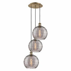 Athens Deco Swirl - 3 Light Cord Hung Multi Pendant In Industrial Style-35.63 Inches Tall and 16.5 Inches Wide
