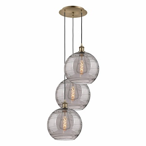 Athens Deco Swirl - 3 Light Cord Hung Multi Pendant In Industrial Style-40.88 Inches Tall and 18.5 Inches Wide