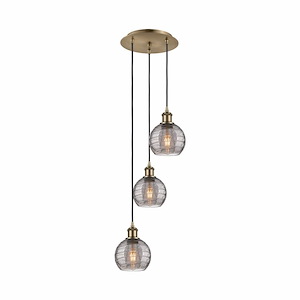 Athens Deco Swirl - 3 Light Cord Hung Multi Pendant In Industrial Style-25.13 Inches Tall and 12.38 Inches Wide