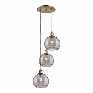 Athens Deco Swirl - 3 Light Cord Hung Multi Pendant In Industrial Style-30.38 Inches Tall and 14.5 Inches Wide - 1329886