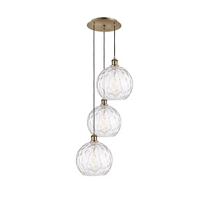 Athens Water Glass - 3 Light Cord Hung Multi Pendant-36 Inch Tall and 16.5 Inch Wide - 1421516