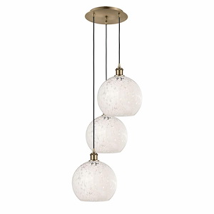 White Mouchette - 3 Light Cord Hung Multi Pendant In Modern Style-10.25 Inches Tall and 16.5 Inches Wide - 1329818