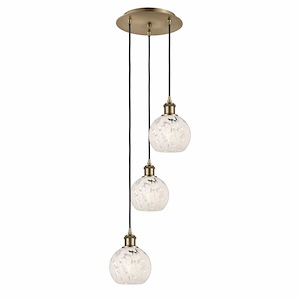 White Mouchette - 3 Light Cord Hung Multi Pendant In Modern Style-11 Inches Tall and 12.5 Inches Wide