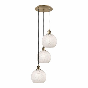 White Mouchette - 3 Light Cord Hung Multi Pendant In Modern Style-36 Inches Tall and 14.5 Inches Wide