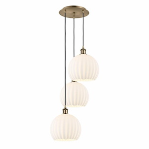 White Venetian - 3 Light Cord Hung Multi Pendant In Modern Style-41.25 Inches Tall and 16.5 Inches Wide