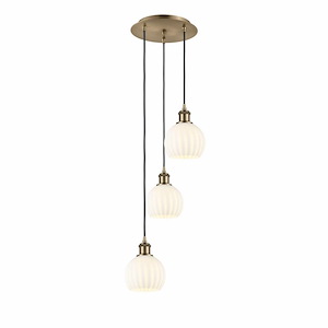 White Venetian - 3 Light Cord Hung Multi Pendant In Modern Style-12.25 Inches Tall and 12.5 Inches Wide - 1329945
