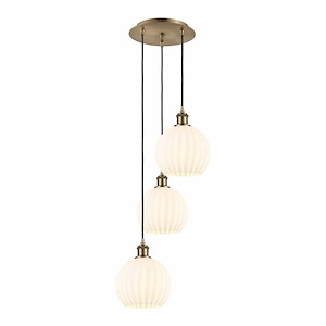 White Venetian - 3 Light Cord Hung Multi Pendant In Modern Style-30.75 Inches Tall and 14.5 Inches Wide