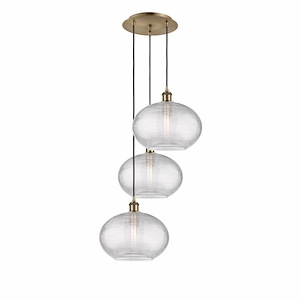 Ithaca - 3 Light Cord Hung Multi Pendant In Industrial Style-33 Inches Tall and 18.5 Inches Wide