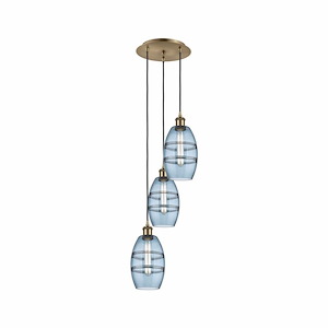 Vaz - 3 Light Cord Hung Multi Pendant In Industrial Style-25.13 Inches Tall and 12.38 Inches Wide - 1329946