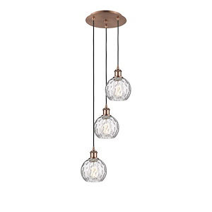 Athens Water Glass - 3 Light Cord Hung Multi Pendant-24.75 Inch Tall and 12.5 Inch Wide - 1421407