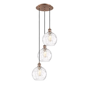 Athens Water Glass - 3 Light Cord Hung Multi Pendant-30.75 Inch Tall and 14.5 Inch Wide - 1421438