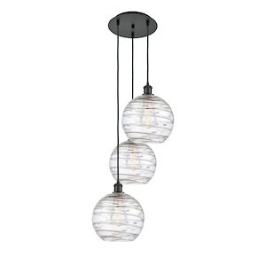 Athens Deco Swirl - 3 Light Cord Hung Multi Pendant-35.63 Inch Tall and 16.5 Inch Wide - 1329816