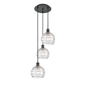 Athens Deco Swirl - 3 Light Cord Hung Multi Pendant-30.38 Inch Tall and 14.5 Inch Wide - 1329886