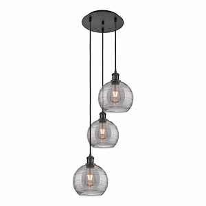 Athens Deco Swirl - 3 Light Cord Hung Multi Pendant In Industrial Style-30.38 Inches Tall and 14.5 Inches Wide - 1329886