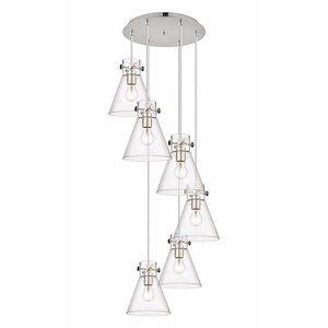 Newton Cone - 6 Light Cord Hung Pendant In Industrial Style-9.88 Inches Tall and 18.63 Inches Wide - 1302514