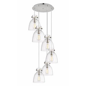 Newton Bell - 6 Light Cord Hung Pendant In Industrial Style-9.63 Inches Tall and 18.63 Inches Wide