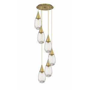 Malone - 6 Light Cord Hung Pendant In Art Deco Style-14.38 Inches Tall and 16.63 Inches Wide - 1302483