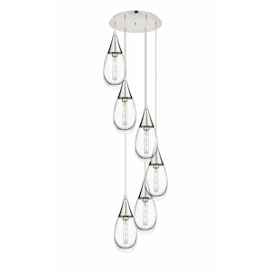 Malone - 6 Light Cord Hung Pendant In Art Deco Style-14.38 Inches Tall and 16.63 Inches Wide