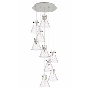 Newton Cone - 9 Light Cord Hung Pendant In Industrial Style-9.88 Inches Tall and 22.13 Inches Wide