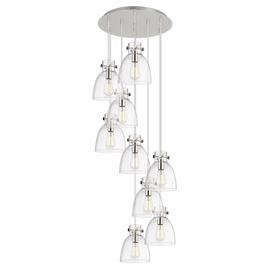 Newton Bell - 9 Light Cord Hung Pendant In Industrial Style-9.63 Inches Tall and 22.13 Inches Wide - 1302470
