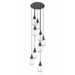 Malone - 9 Light Cord Hung Pendant In Art Deco Style-14.38 Inches Tall and 20.13 Inches Wide