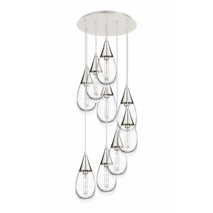 Malone - 9 Light Cord Hung Pendant In Art Deco Style-14.38 Inches Tall and 20.13 Inches Wide - 1302377