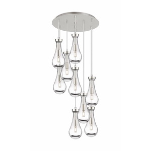 Owego - 9 Light Cord Hung Pendant In Art Deco Style-11.25 Inches Tall and 19.25 Inches Wide