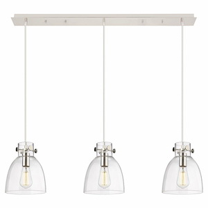 Newton Bell - 3 Light Cord Hung Linear Pendant In Industrial Style-9.63 Inches Tall and 39.75 Inches Wide