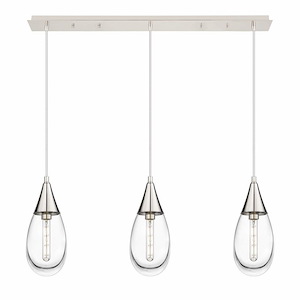 Malone - 3 Light Cord Hung Linear Pendant In Art Deco Style-14.38 Inches Tall and 37.75 Inches Wide - 1302471