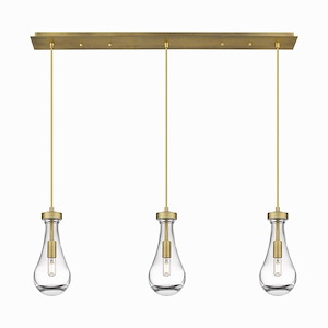 Owego - 3 Light Cord Hung Linear Pendant In Art Deco Style-11.25 Inches Tall and 36.88 Inches Wide - 1302412