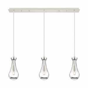 Owego - 3 Light Cord Hung Linear Pendant In Art Deco Style-11.25 Inches Tall and 36.88 Inches Wide - 1302412