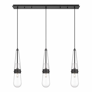 Milan - 3 Light Cord Hung Linear Pendant In Art Deco Style-20.25 Inches Tall and 36.13 Inches Wide