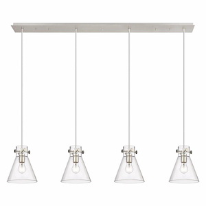 Newton Cone - 4 Light Cord Hung Linear Pendant In Industrial Style-9.88 Inches Tall and 51.75 Inches Wide