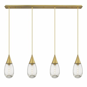 Malone - 4 Light Cord Hung Linear Pendant In Art Deco Style-14.38 Inches Tall and 49.75 Inches Wide