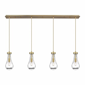 Owego - 4 Light Cord Hung Linear Pendant In Art Deco Style-11.25 Inches Tall and 48.88 Inches Wide