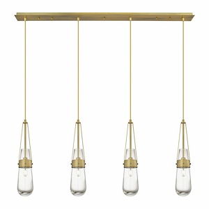 Milan - 4 Light Cord Hung Linear Pendant In Art Deco Style-20.25 Inches Tall and 48.13 Inches Wide