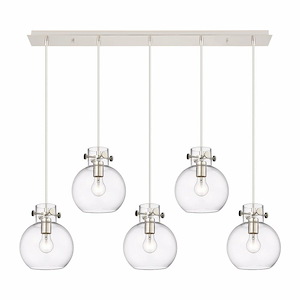 Newton Sphere - 5 Light Cord Hung Linear Pendant In Industrial Style-9.13 Inches Tall and 39.75 Inches Wide