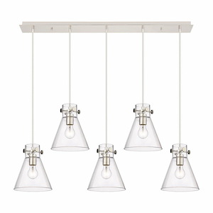 Newton Cone - 5 Light Cord Hung Linear Pendant In Industrial Style-9.88 Inches Tall and 39.75 Inches Wide - 1302541